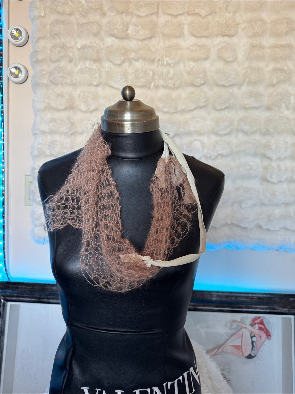 HANDCRAFTED Sheer Knit Scarf Top in Taupe by me - Picture 7 of 17